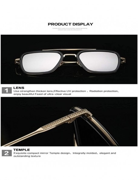 Square Ksone Retro Aviator Sunglasses Men Women Square Gold Metal Frame Aviation Tony Stark Vintage Sunglasses - 2 - CF18SX9Y...