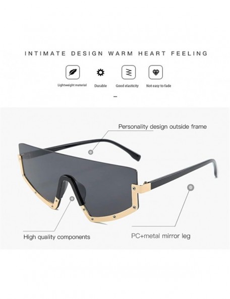 Aviator New Fashion Half Frame Conjoined Lens Personalized UV400 Sunglasses for Men and Women Street Shooting Selfy 2134 - CD...