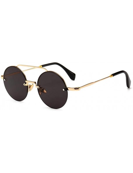 Sport Retro circular sunglasses - narrow and modern fashion street shooting model show - C1 Gold Frame Gray Sheet - CY18W549U...