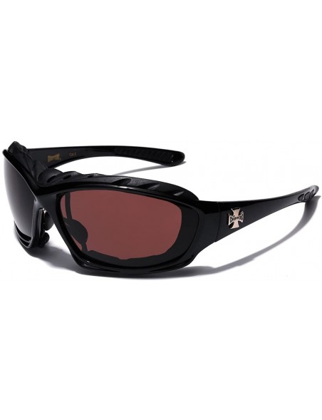 Goggle Oversized Men's Sport Padded Motorcycle Bikers Sunglasses - Black - Brown - CG11P3ROHR9 $10.49