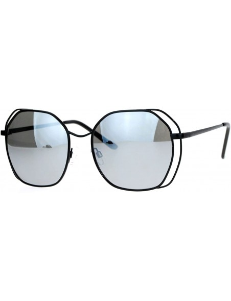 Butterfly Retro Oversize Metal Octagonal Butterfly Womens Sunglasses - Black Mirror - C612J1IFIH3 $11.80