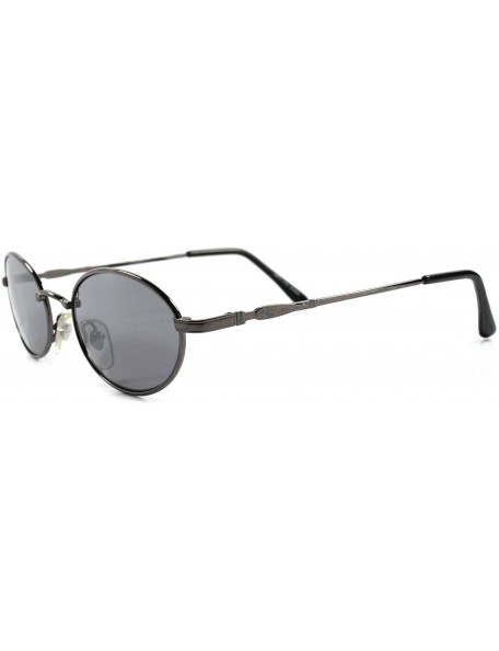 Oval Old Fashion 80s 90s Mens Womens Indie Vintage Style Round Oval Sunglasses - Gunmetal / Black - CB1896YMUEN $26.22