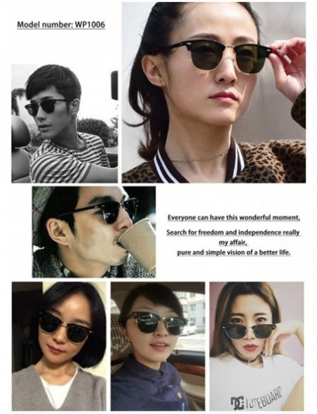 Round Sunglasses for Men Women - Retro Semi Rimless Polarized Sun Glasses WP1006 - Black Silver - CV18CG06WLY $17.23