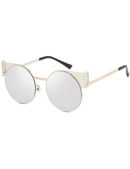 Round Unisex Vintage Round Metal Frame Tinted Lenses Sunglasses UV400 - Gold Silver - CN18NKQRLGX $9.93