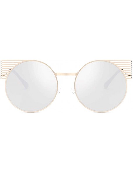 Round Unisex Vintage Round Metal Frame Tinted Lenses Sunglasses UV400 - Gold Silver - CN18NKQRLGX $9.93