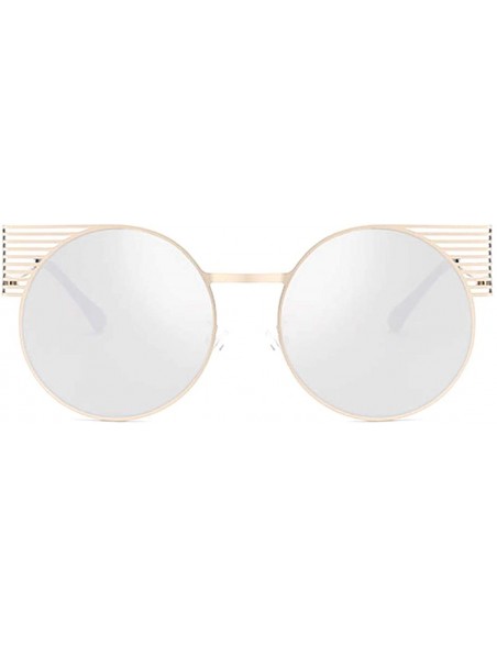 Round Unisex Vintage Round Metal Frame Tinted Lenses Sunglasses UV400 - Gold Silver - CN18NKQRLGX $9.93