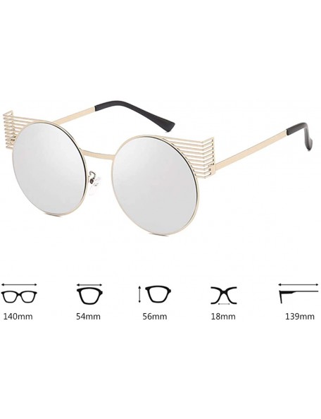 Round Unisex Vintage Round Metal Frame Tinted Lenses Sunglasses UV400 - Gold Silver - CN18NKQRLGX $9.93