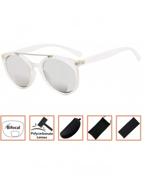 Round Plastic Bifocal Reading Sunglasses Round Style For Women - Silver-mirror - CI18R5SXDD4 $16.17