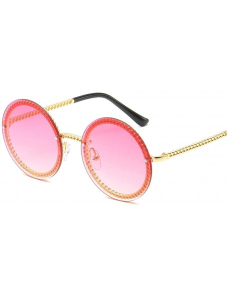 Goggle Round Sunglasses Women Luxury RimlShades Europe Popular Ins Sun Glasses Lunettes De Sol Femme - Gold Pink - C1199CEEE9...