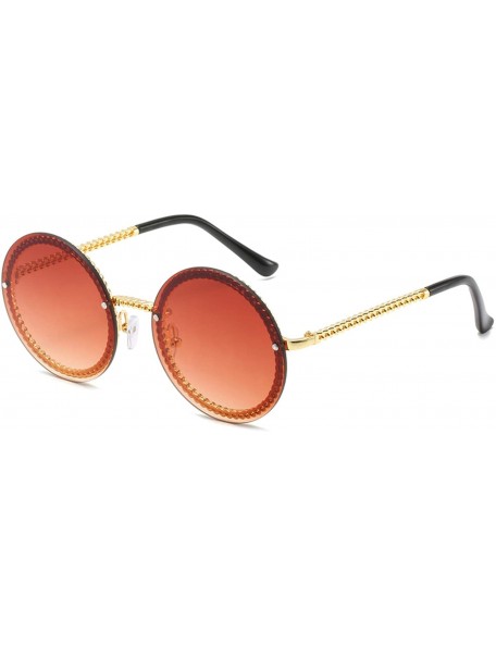 Goggle Round Sunglasses Women Luxury RimlShades Europe Popular Ins Sun Glasses Lunettes De Sol Femme - Gold Pink - C1199CEEE9...