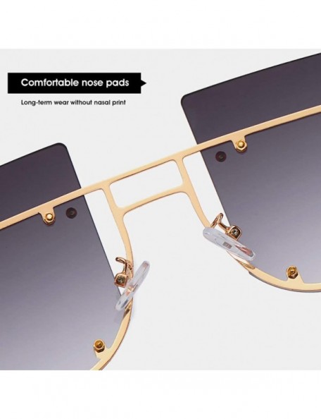 Oval Hipster Square Sunglasses-Owersized Shade Glasses-Rimless Metal-Mirrored Lens - K - CM190EE966L $32.62
