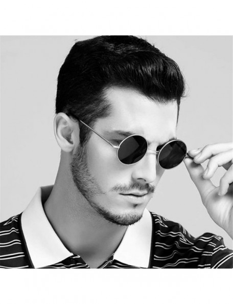 Round Classic Polarized Round Metal Sun Glasses Casual Sunglasses Women Retro UV400 Men Black Shades Trend Eyewear - CJ197Y6S...