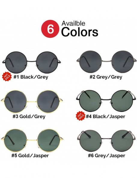 Round Classic Polarized Round Metal Sun Glasses Casual Sunglasses Women Retro UV400 Men Black Shades Trend Eyewear - CJ197Y6S...