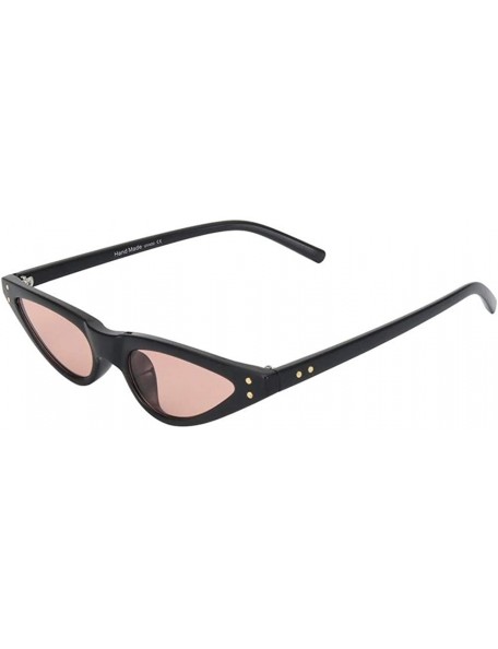 Cat Eye Small Frame Cat Eye Sunglasses for Women Rivet Eyewear UV400 - C6 Black Pink - CK1987AM2NK $11.25