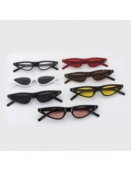 Cat Eye Small Frame Cat Eye Sunglasses for Women Rivet Eyewear UV400 - C6 Black Pink - CK1987AM2NK $11.25