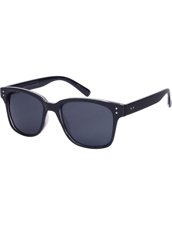 Square Classic Horned Rim Polarized Lens Sunglasses 540979TT-P - Black-clear - CH12608WNJ3 $16.14