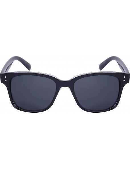 Square Classic Horned Rim Polarized Lens Sunglasses 540979TT-P - Black-clear - CH12608WNJ3 $16.14