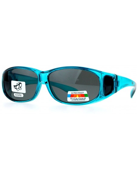 Rectangular Polarized Fit Over Glasses Womens Sunglasses Oval Rectangular Frame - Teal - CU18738D89X $16.45