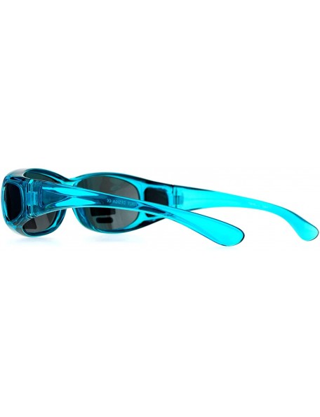 Rectangular Polarized Fit Over Glasses Womens Sunglasses Oval Rectangular Frame - Teal - CU18738D89X $16.45