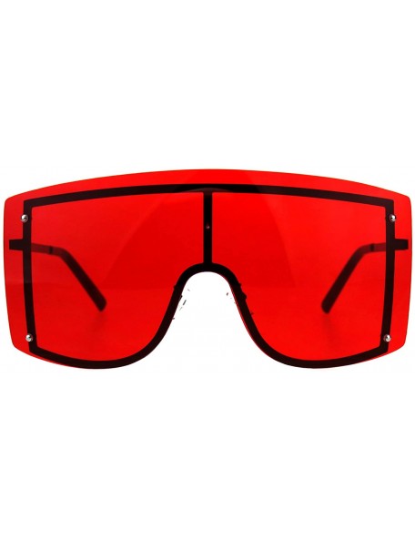 Shield SUPER Oversized Shield Sunglasses Womens Fashion Cover Shades Color Lens - Black (Red) - CX18DS859YX $16.03