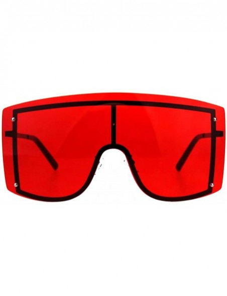 Shield SUPER Oversized Shield Sunglasses Womens Fashion Cover Shades Color Lens - Black (Red) - CX18DS859YX $16.03