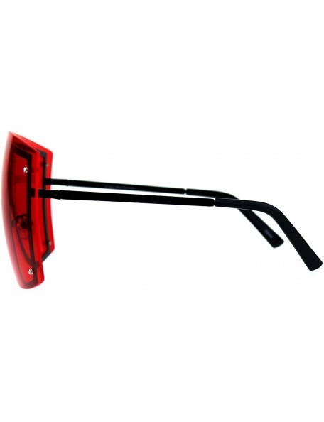 Shield SUPER Oversized Shield Sunglasses Womens Fashion Cover Shades Color Lens - Black (Red) - CX18DS859YX $16.03