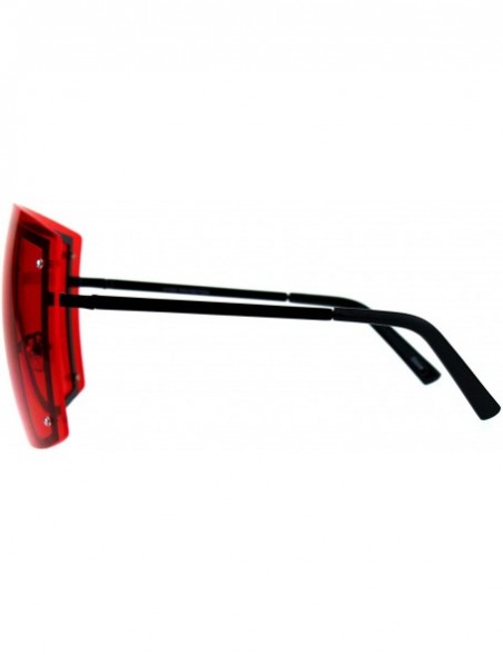 Shield SUPER Oversized Shield Sunglasses Womens Fashion Cover Shades Color Lens - Black (Red) - CX18DS859YX $16.03