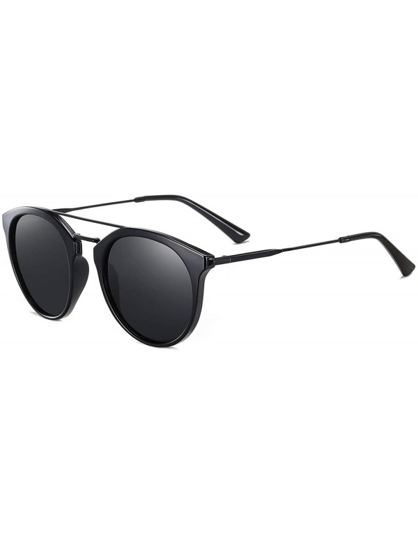 Round Vintage Round Frame Women Sunglasses TAC Polarized Lens UV400 Protection Outdoor Glasses - Black - CK197ZMI76W $12.28