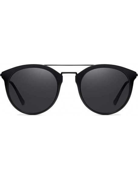 Round Vintage Round Frame Women Sunglasses TAC Polarized Lens UV400 Protection Outdoor Glasses - Black - CK197ZMI76W $12.28