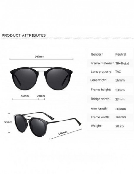 Round Vintage Round Frame Women Sunglasses TAC Polarized Lens UV400 Protection Outdoor Glasses - Black - CK197ZMI76W $12.28