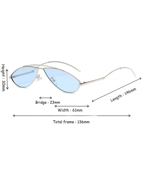 Oval Vintage Fashion Sunglasses Small Metal Frame Vintage Sunglasses - Silver Blue Tablets - CW18EGY3DUA $11.67