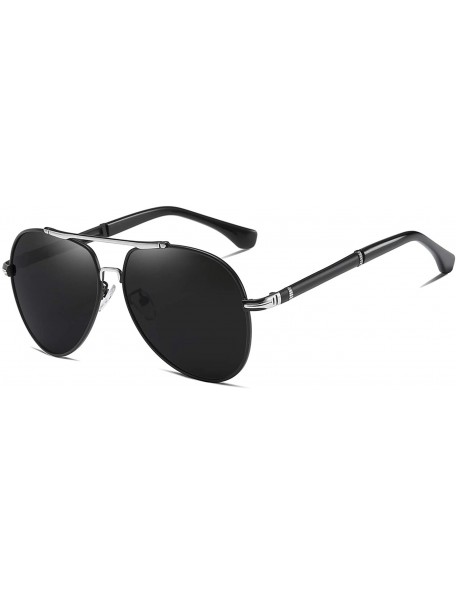 Sport Men Polarized Aviator Sunglasses Premium Military Style Classic Driving 90084 - Silver Grey - CE18XMUG9RI $11.50