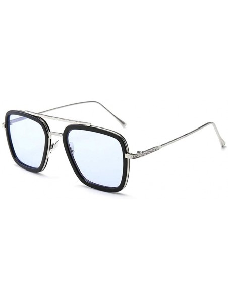 Square Sunglasses sunglasses Europe and the United States square men's flat mirror sunglasses sunglasses - C018X3Y4EIS $34.06