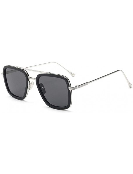 Square Sunglasses sunglasses Europe and the United States square men's flat mirror sunglasses sunglasses - C018X3Y4EIS $34.06