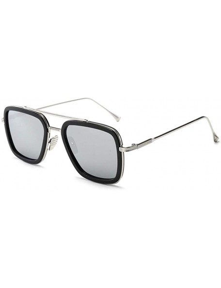 Square Sunglasses sunglasses Europe and the United States square men's flat mirror sunglasses sunglasses - C018X3Y4EIS $34.06