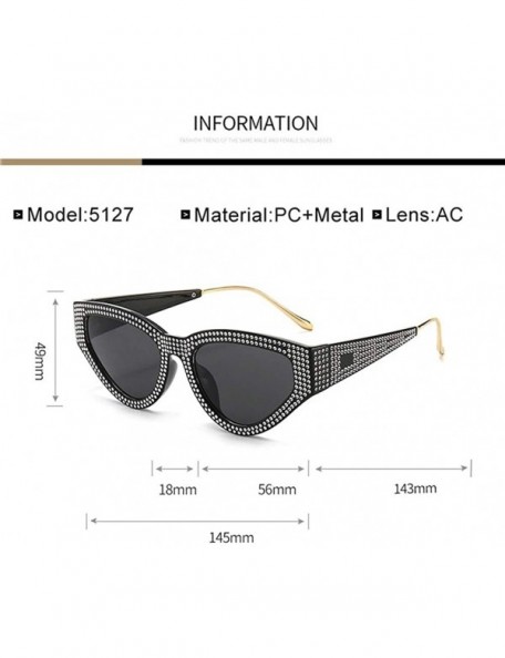 Cat Eye Women Rhinestone Cat Eye Sunglasses Sexy Diamond Triangle Sun Glasses Female Shades UV400 - Clearteatea - CN1906C7RHK...