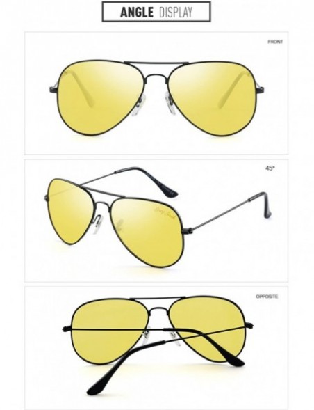 Sport Anti-glare HD Night Driving Glasses Polarized Unisex Aviator Sunglasses - Black Frame Yellow Lens - C2187YX4X0U $19.57