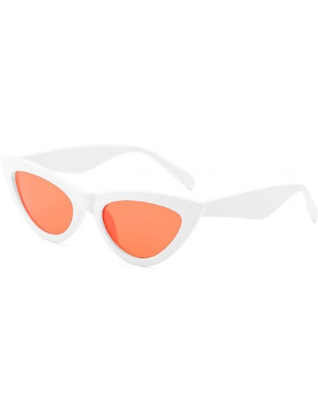 Cat Eye Sunglasses for Women Vintage Cat Eye Ladies Shades UV400 Sun Glasses - White&orange - CW18NQ9MODZ $10.70