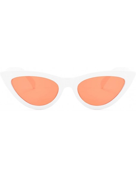 Cat Eye Sunglasses for Women Vintage Cat Eye Ladies Shades UV400 Sun Glasses - White&orange - CW18NQ9MODZ $10.70