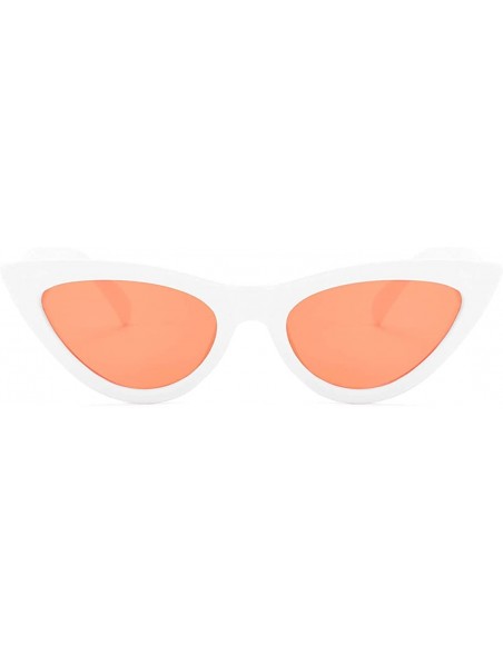 Cat Eye Sunglasses for Women Vintage Cat Eye Ladies Shades UV400 Sun Glasses - White&orange - CW18NQ9MODZ $10.70