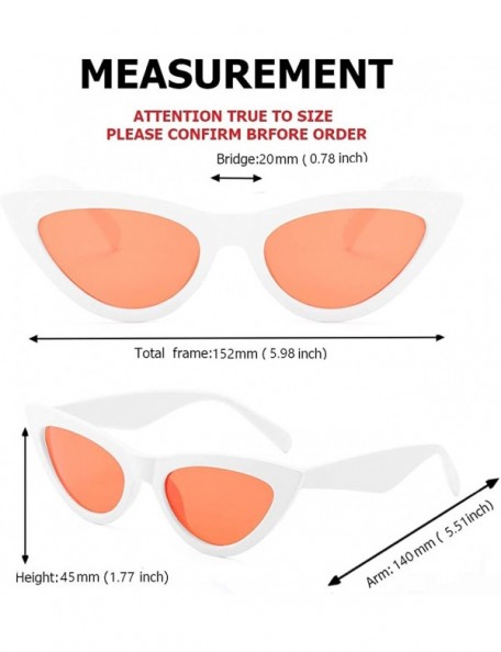 Cat Eye Sunglasses for Women Vintage Cat Eye Ladies Shades UV400 Sun Glasses - White&orange - CW18NQ9MODZ $10.70
