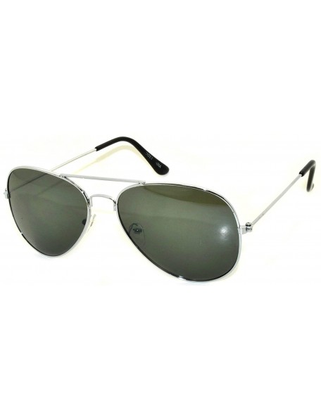 Aviator Classic Aviator Style Colored Lens Sunglasses Metal Frame - \ Silver Frame - CU11T4W59UD $9.38
