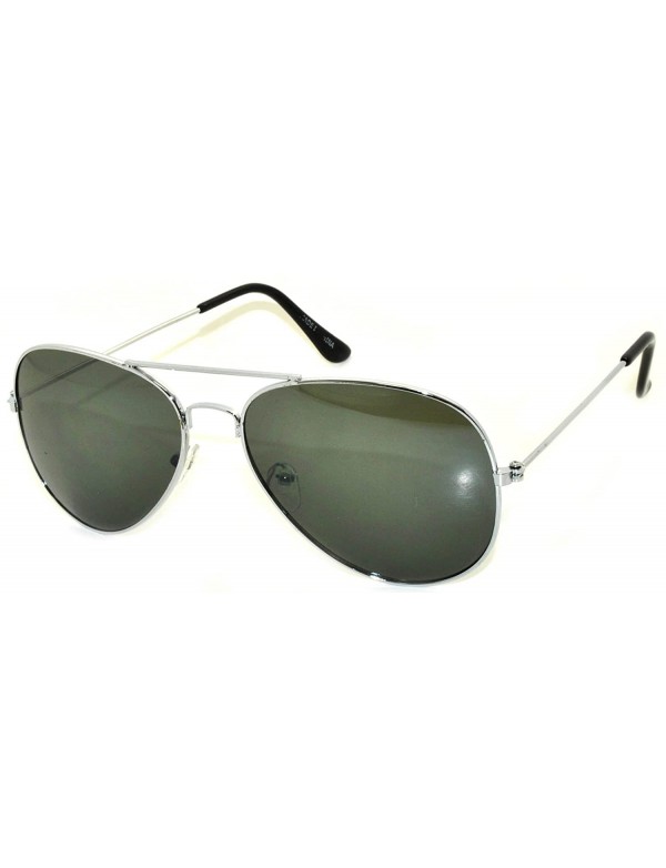 Aviator Classic Aviator Style Colored Lens Sunglasses Metal Frame - \ Silver Frame - CU11T4W59UD $9.38