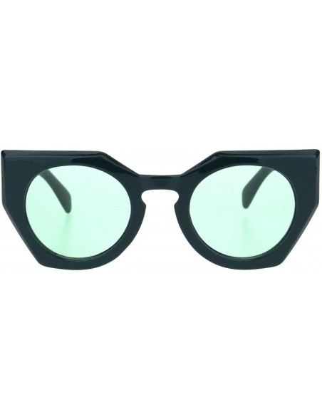 Cat Eye Womens Futuristic Squared Cat Eye Keyhole Plastic Sunglasses - All Green - C018HDD2E4D $11.30