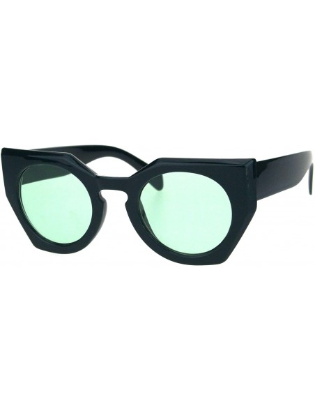 Cat Eye Womens Futuristic Squared Cat Eye Keyhole Plastic Sunglasses - All Green - C018HDD2E4D $11.30