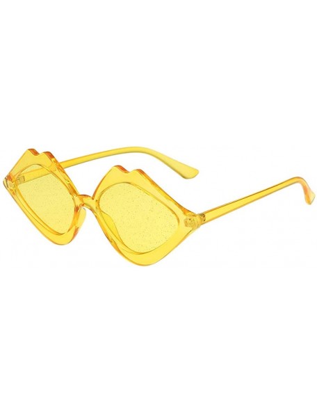 Goggle Women's Fashion Jelly Sunshade Sunglasses Integrated Candy Color Glasses Classic Oversized Sunglasses - Yellow - CC18R...