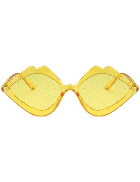 Goggle Women's Fashion Jelly Sunshade Sunglasses Integrated Candy Color Glasses Classic Oversized Sunglasses - Yellow - CC18R...