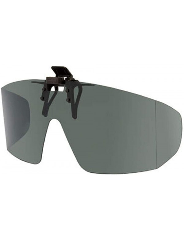 Wrap Polarized Grey Clip-on Flip-up Sunglasses - Wrap Frame Style - 65mm Wide X 55mm High (140mm Wide) - C5114N19K5P $19.32