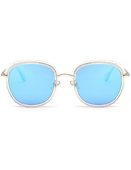 Round Vintage Mirror Flat Metal Round Circle Frame Fashion Sunglasses - Transparency - CC182ZXHTZA $7.10