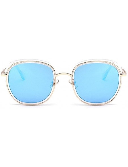 Round Vintage Mirror Flat Metal Round Circle Frame Fashion Sunglasses - Transparency - CC182ZXHTZA $7.10